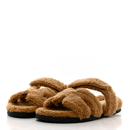 Hermes Woolskin Mens Chypre Sandals 42 Beige Gobi 3 of 8