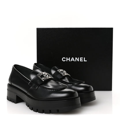 Chanel Calfskin Metal CC Loafers 40 Black 9 of 9