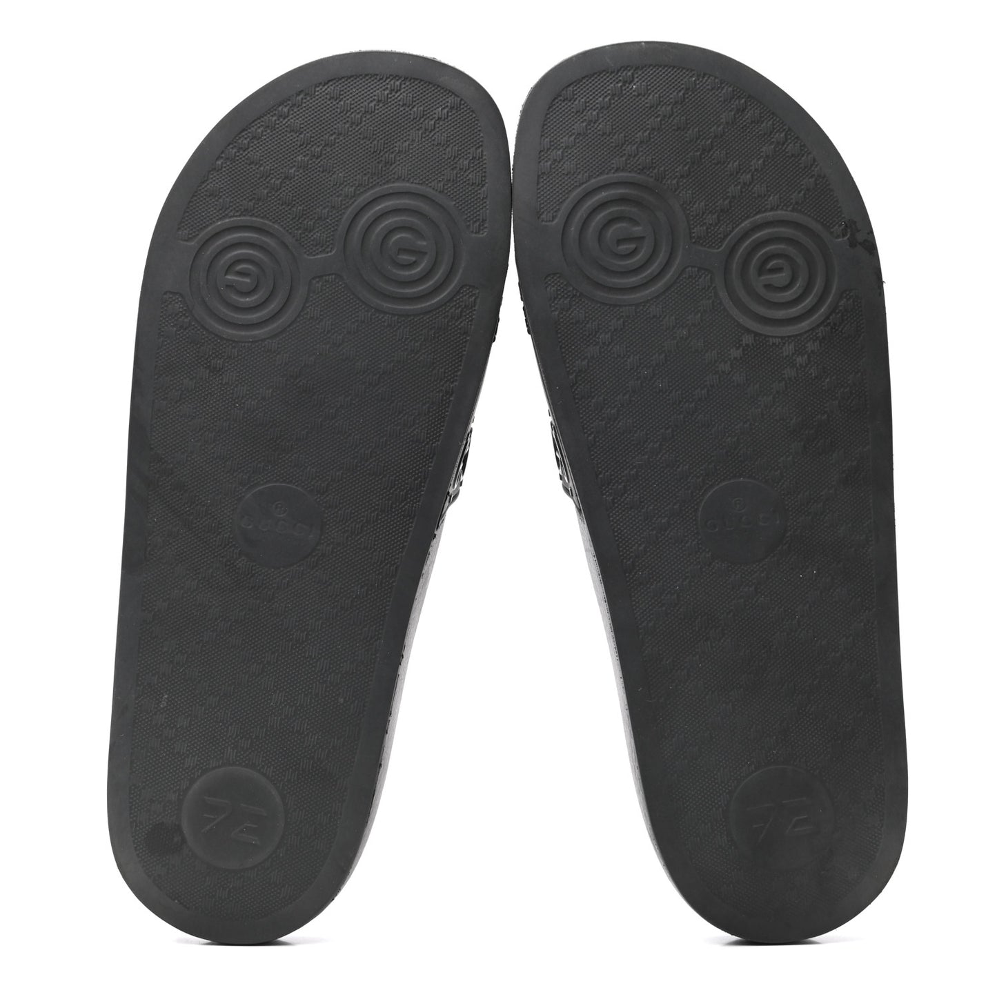 Rubber GG Monogram Perforated Womens Slide Sandals 40 Black