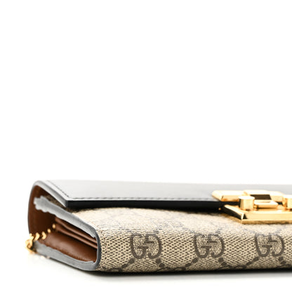 Gucci GG Supreme Monogram Moon Calfskin Padlock Continental Chain Wallet Beige Ebony Black 8 of 9