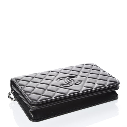 Chanel Lambskin Quilted Diamond CC Wallet On Chain WOC Black 4 of 13