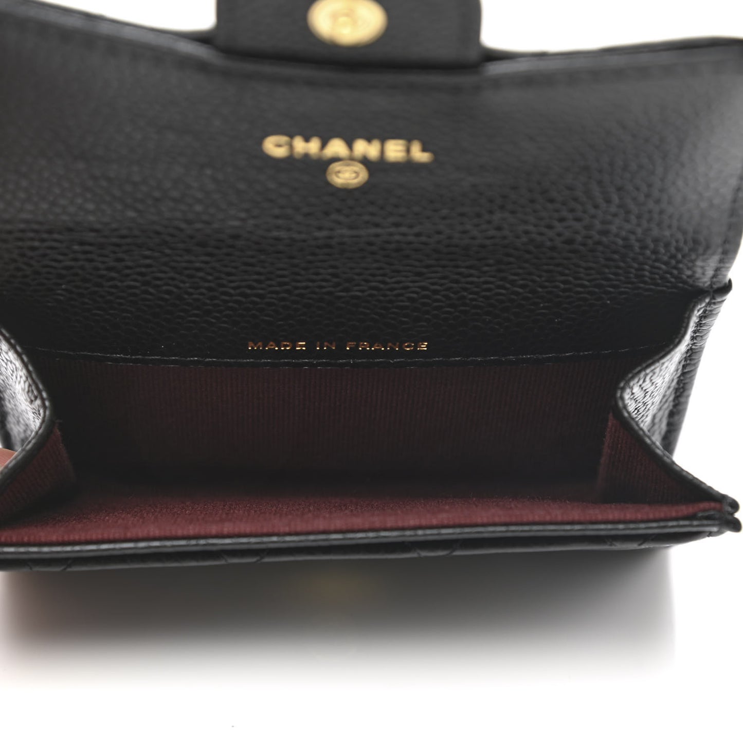 Caviar Quilted Flap Card Holder Wallet Black