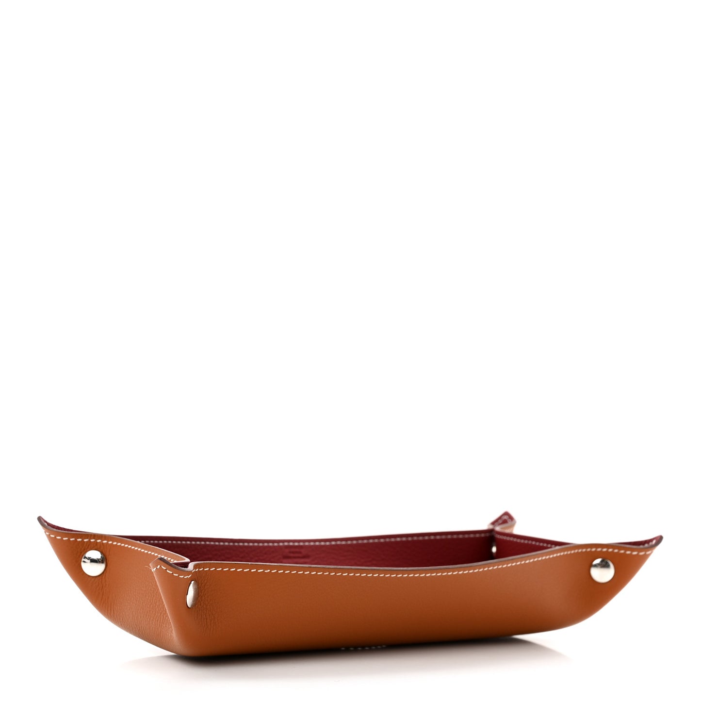 Taurillon Clemence Mises et Relances Desk Pencil Case Fauve Rouge H