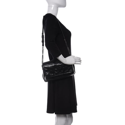 Saint Laurent Crinkled Calfskin Matelasse Monogram Niki Body Bag Black 2 of 9