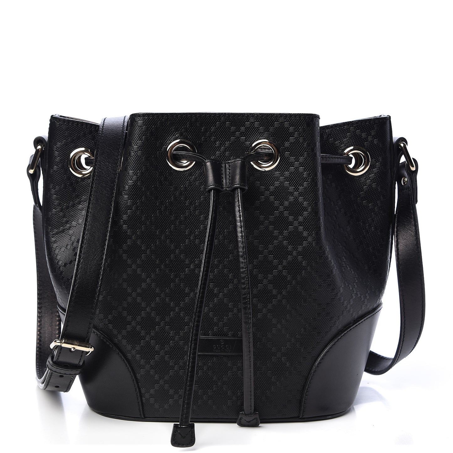 Bright Diamante Small Bucket Bag Black