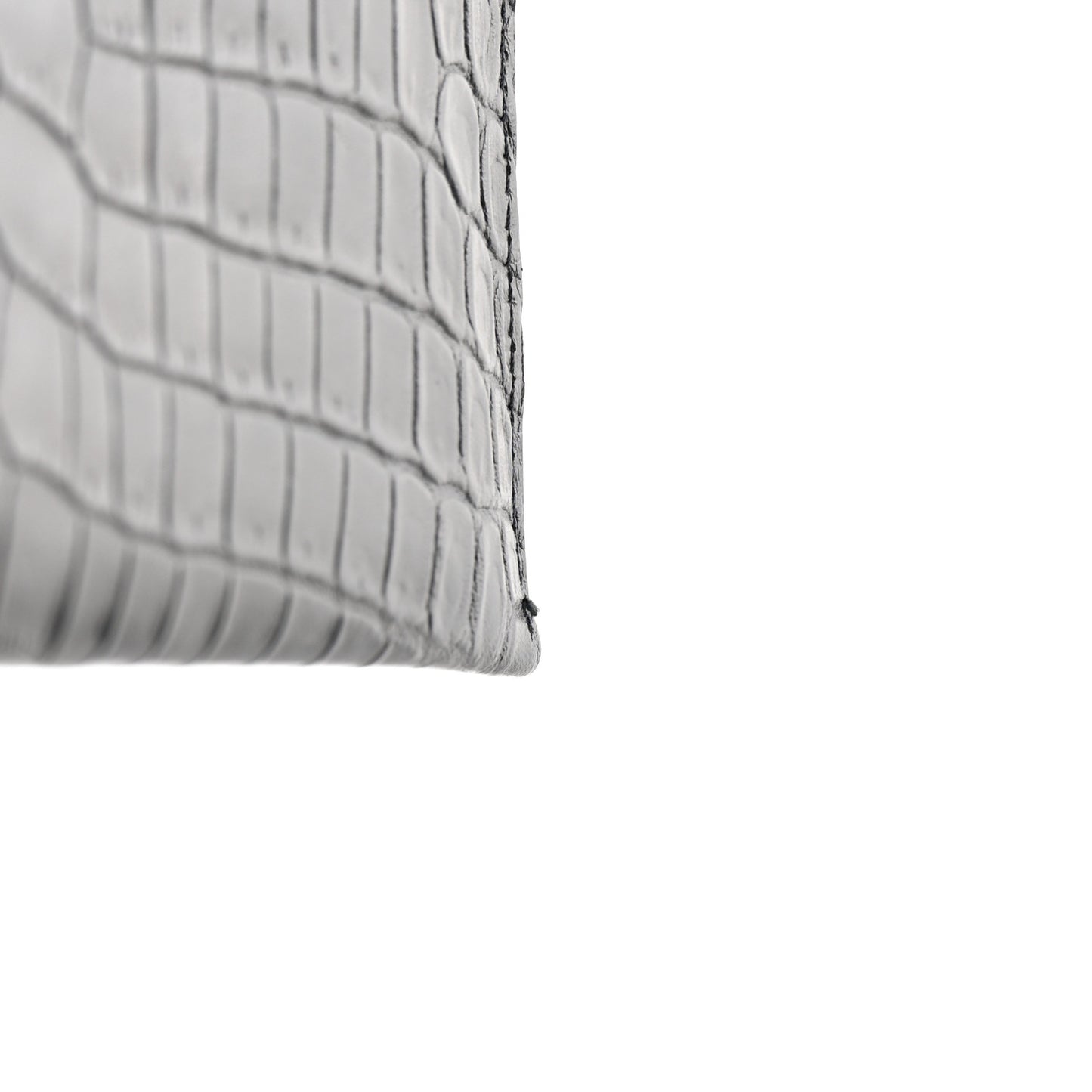 Calfskin Crocodile Embossed Zip Pouch Black