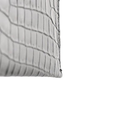 Saint Laurent Calfskin Crocodile Embossed Zip Pouch Black 8 of 9