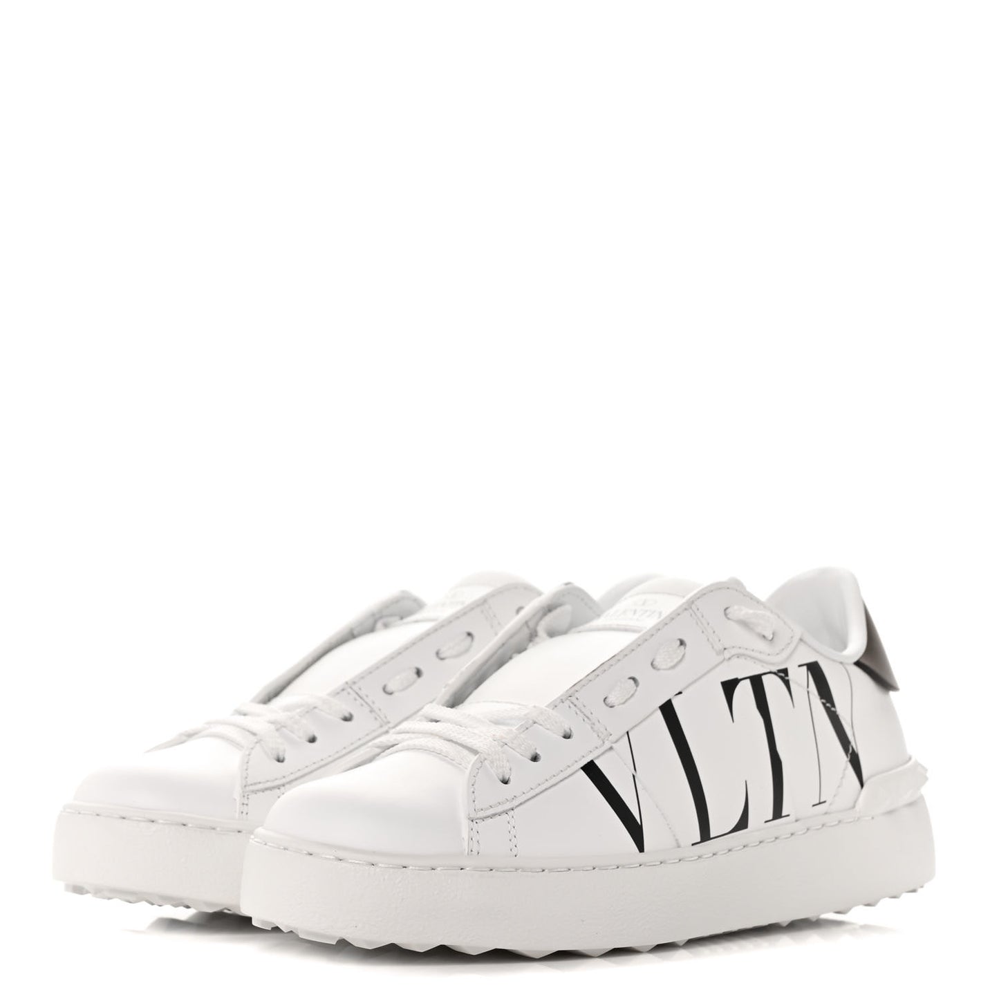 Calfskin VLTN Rockstud Open Sneakers 36.5 White