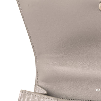 Balenciaga Shiny Calfskin Crocodile Embossed Small Hourglass Top Handle Bag Cold Beige 10 of 10