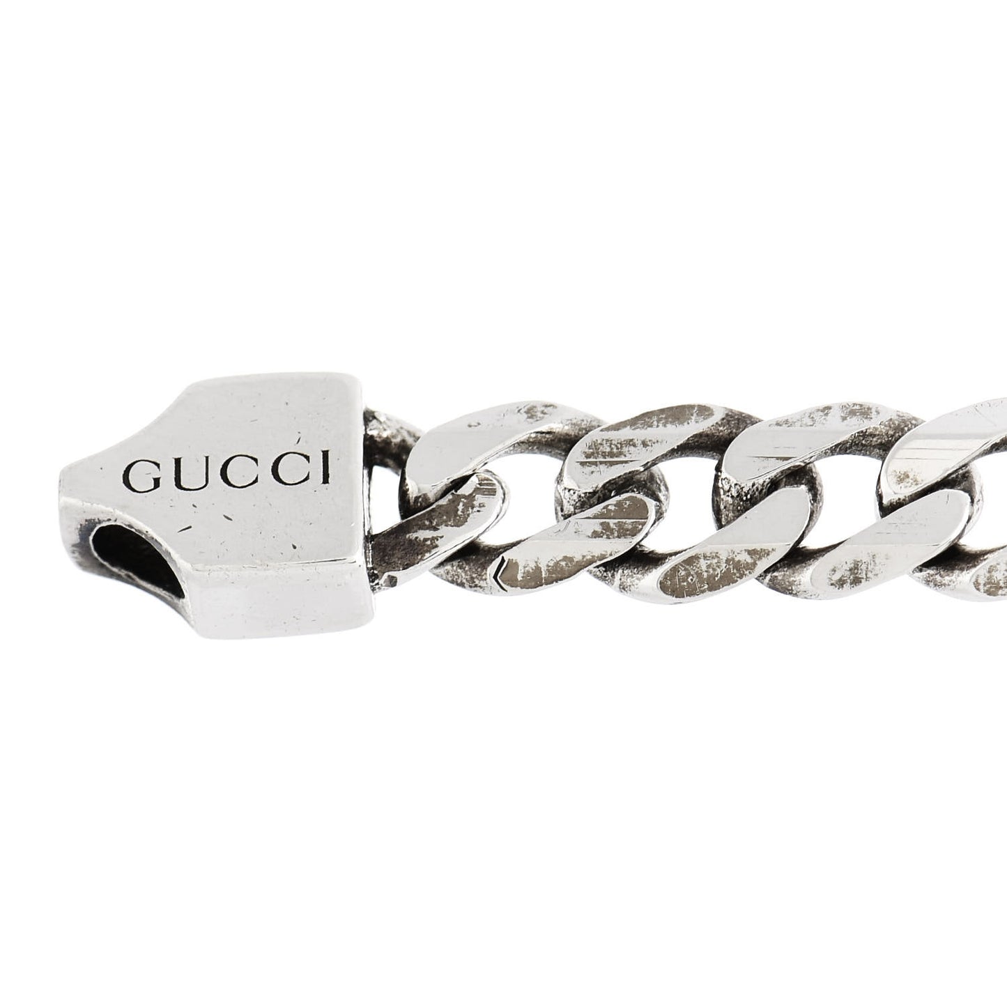Sterling Silver Enamel Interlocking G Curb Chain Bracelet Black