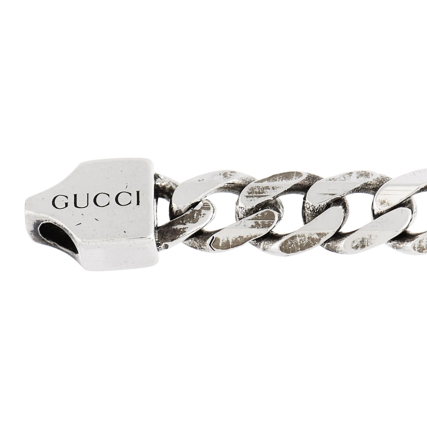 Gucci Sterling Silver Enamel Interlocking G Curb Chain Bracelet Black 5 of 6