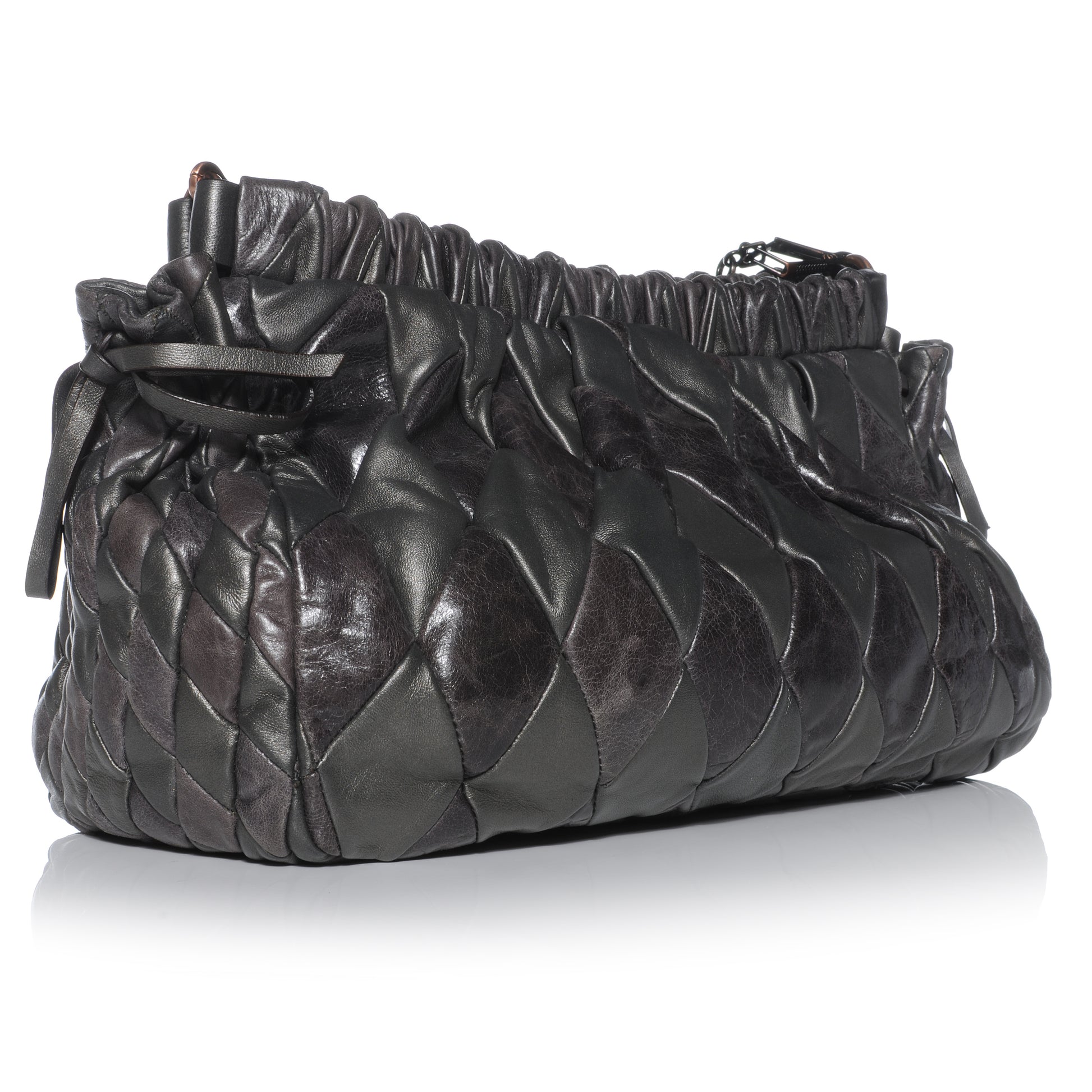 Miu Miu Vitello Patch Harlequin Shoulder Bag Piombo 3 of 9