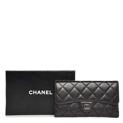 Chanel Lambskin Quilted Large Flap Wallet Black 8 of 8