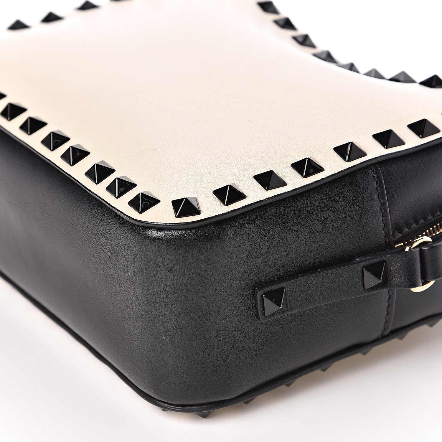 Valentino Garavani Calfskin Rockstud Camera Crossbody Bag Ivory Black 8 of 9