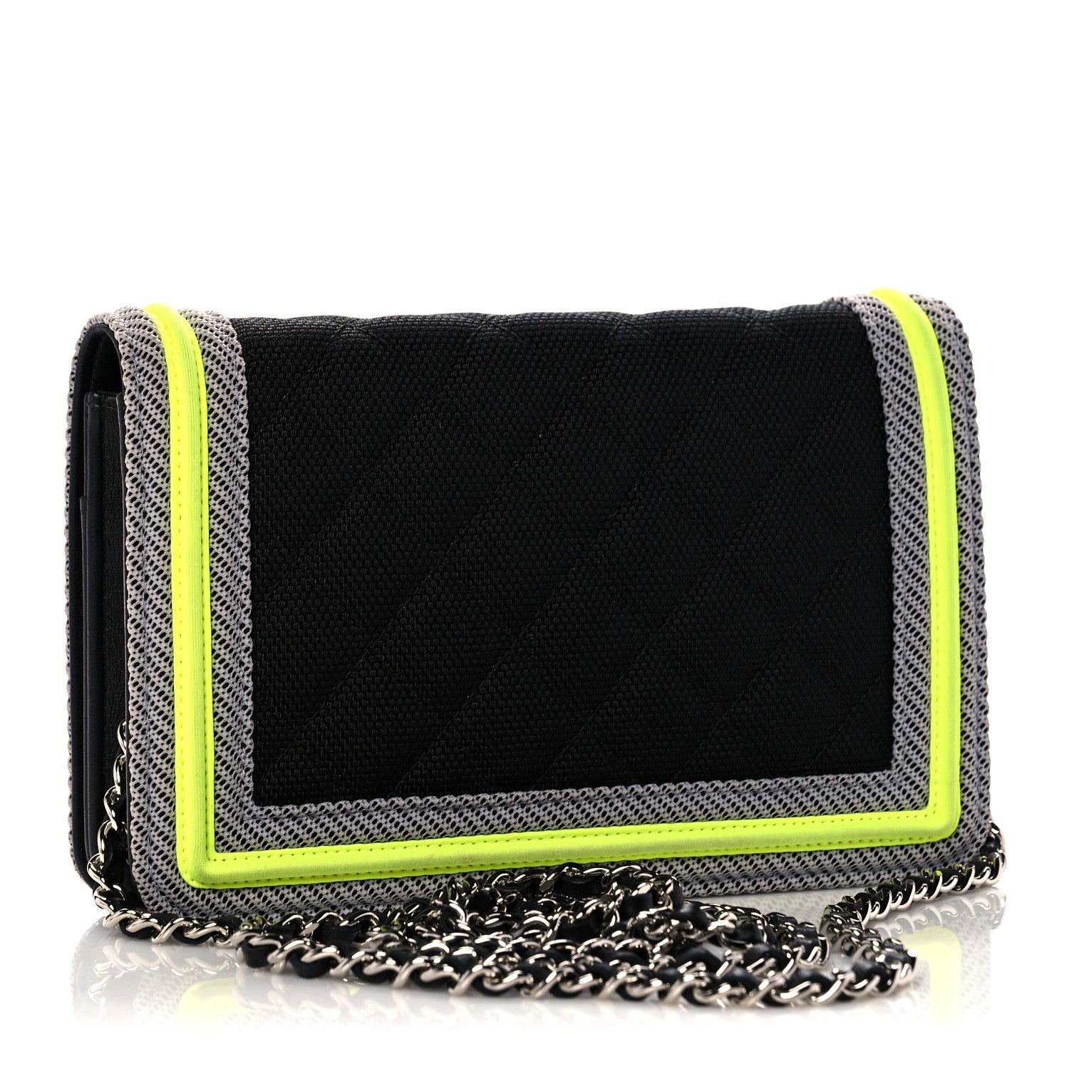 Chanel Canvas Quilted Small Fluo Boy Flap Black Grey Yellow 3 of 14
