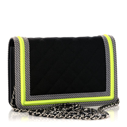 Chanel Canvas Quilted Small Fluo Boy Flap Black Grey Yellow 3 of 14