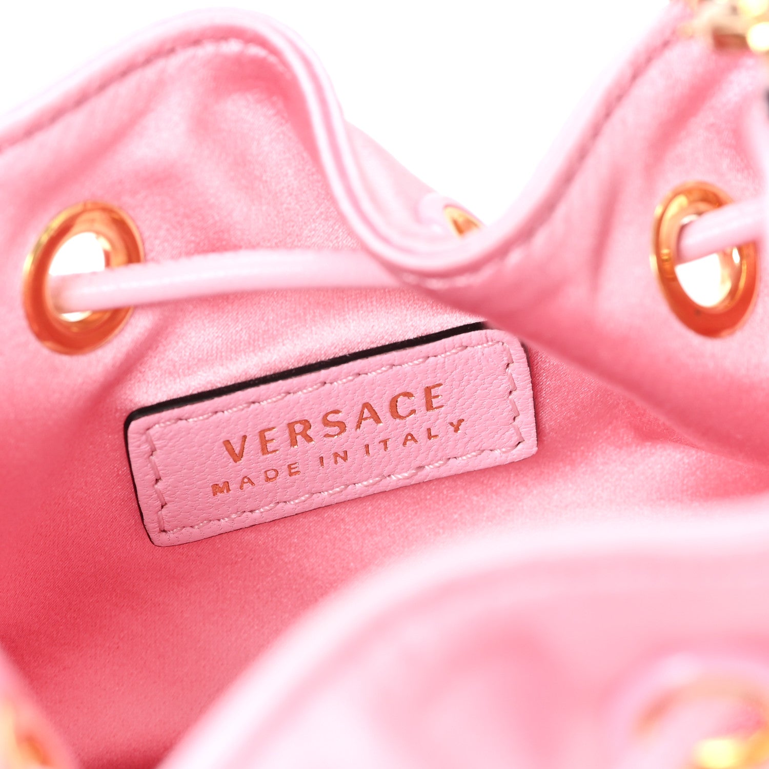 Versace Satin Medusa Drawstring Bucket Bag Pink 6 of 10