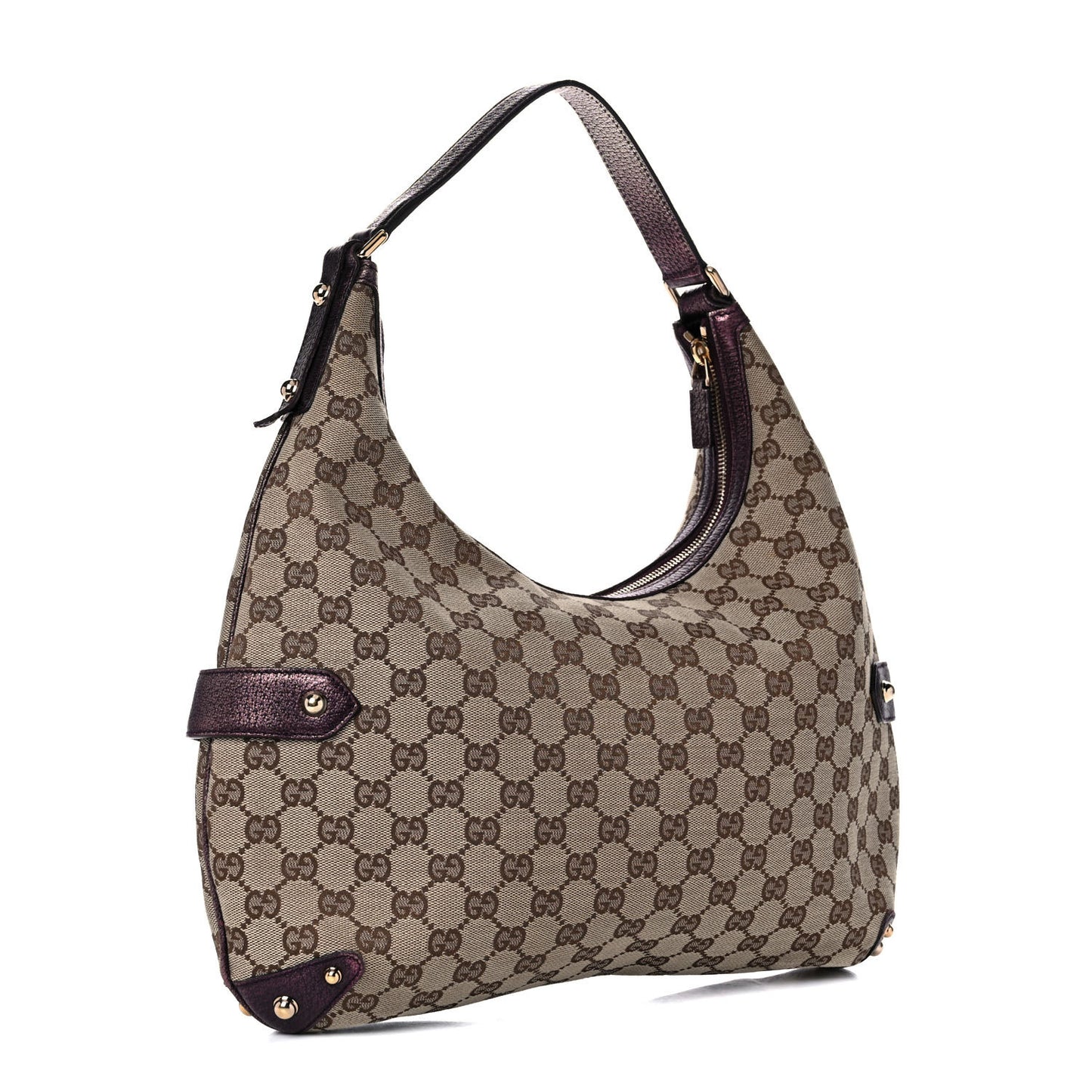Metallic Monogram Horsebit Chain Hobo Purple