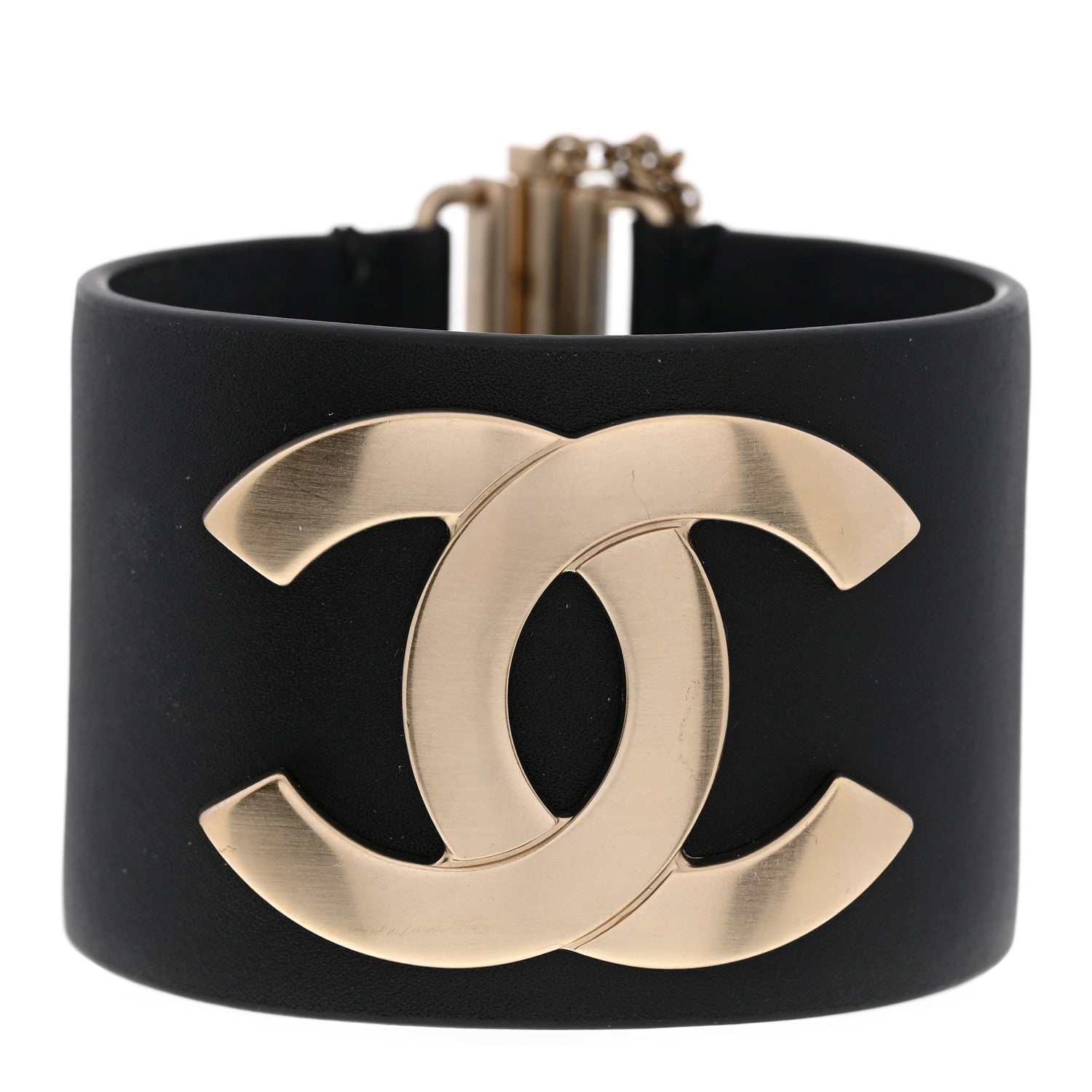 Chanel Calfskin CC Wide Cuff M Black Gold 1 of 6