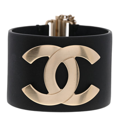 Chanel Calfskin CC Wide Cuff M Black Gold 1 of 6
