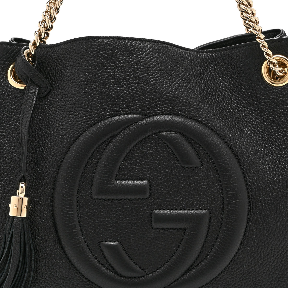 Gucci Pebbled Calfskin Medium Soho Chain Shoulder Bag Black 9 of 11