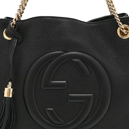Gucci Pebbled Calfskin Medium Soho Chain Shoulder Bag Black 9 of 11