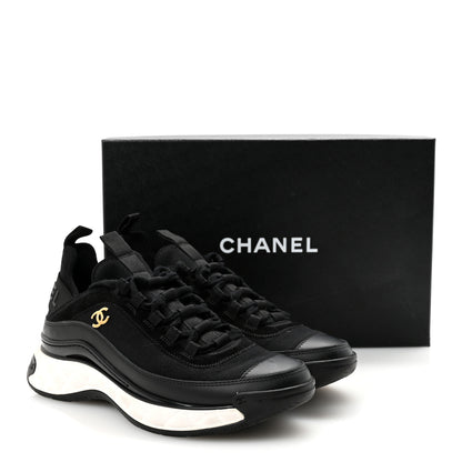 Chanel Velvet Calfskin Mixed Fibers CC Sneakers 38 Black 10 of 10