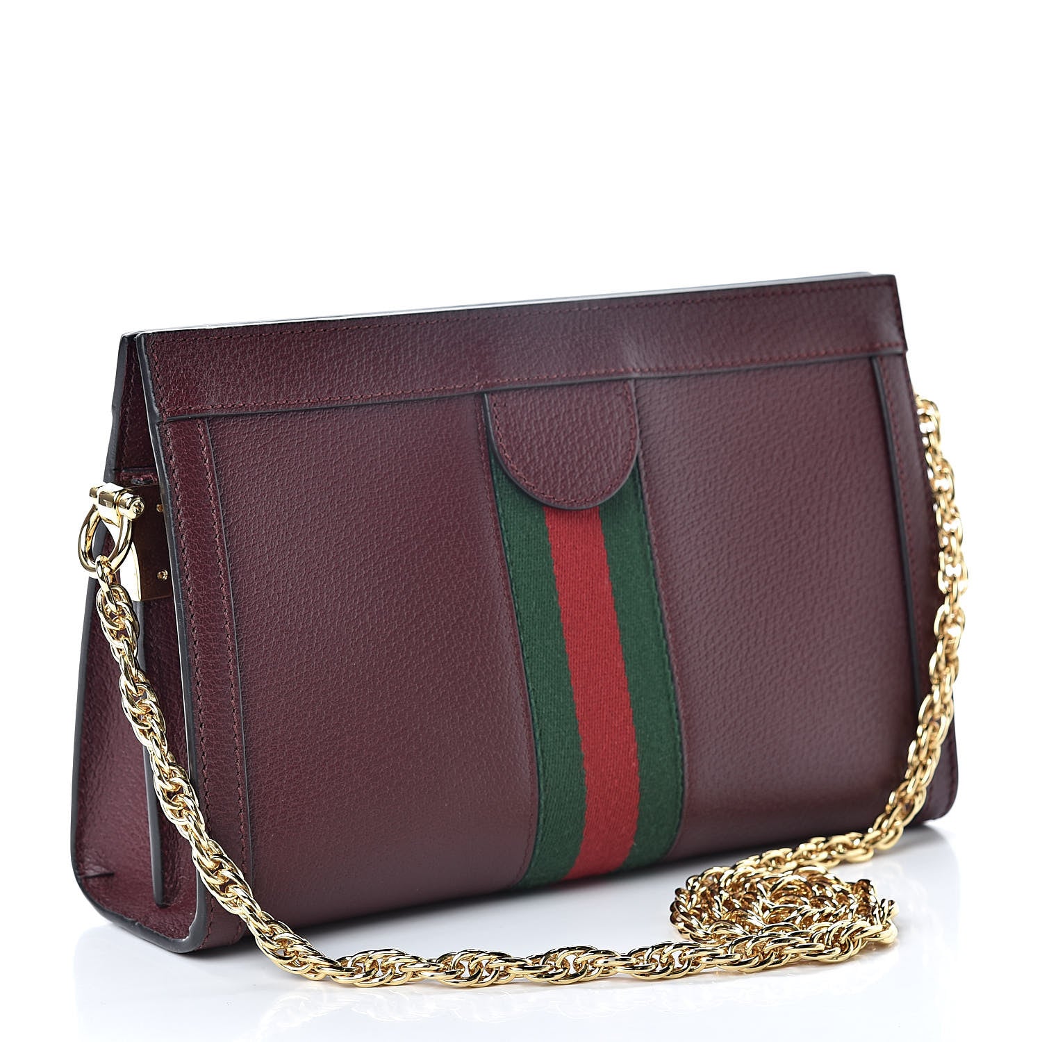 Gucci Calfskin GG Web Small Ophidia Chain Shoulder Bag Vintage Bordeaux 3 of 10