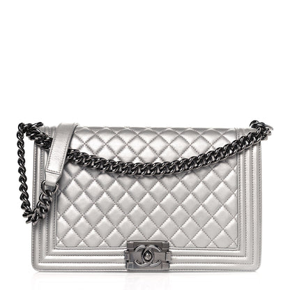 Chanel Metallic Caviar Quilted New Medium Boy Flap Silver 1 of 11