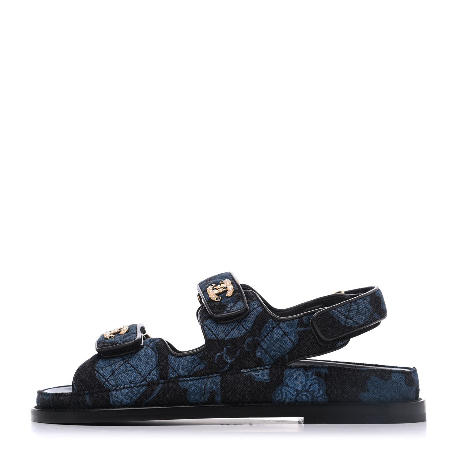 Denim Velcro Dad Sandals 37 Dark Grey Blue Black