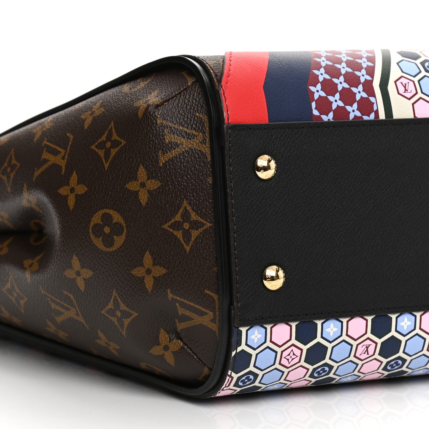 Calfskin Monogram Kimono Tote MM Rouge Navy