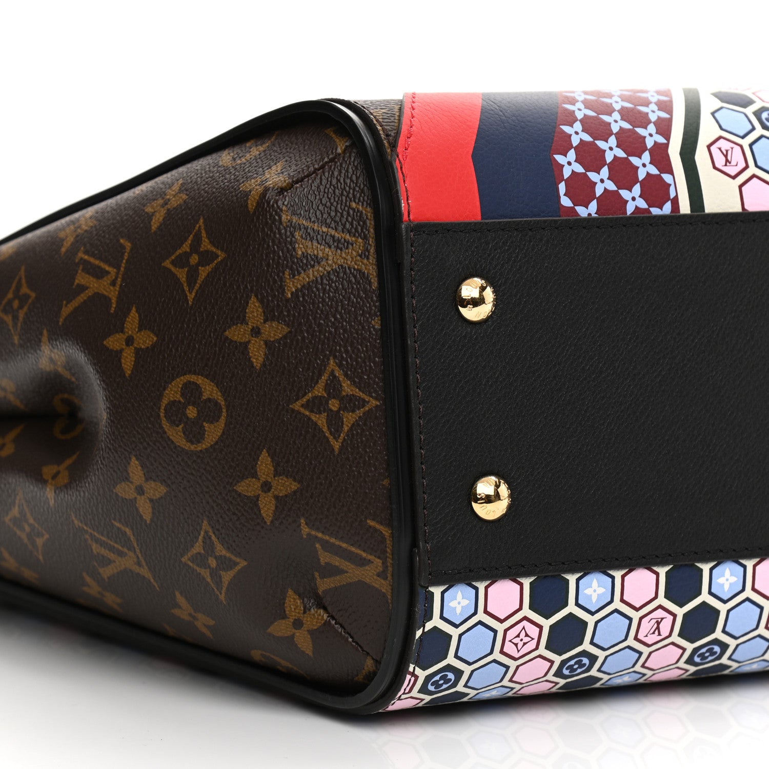 Louis Vuitton Calfskin Monogram Kimono Tote MM Rouge Navy 23 of 28