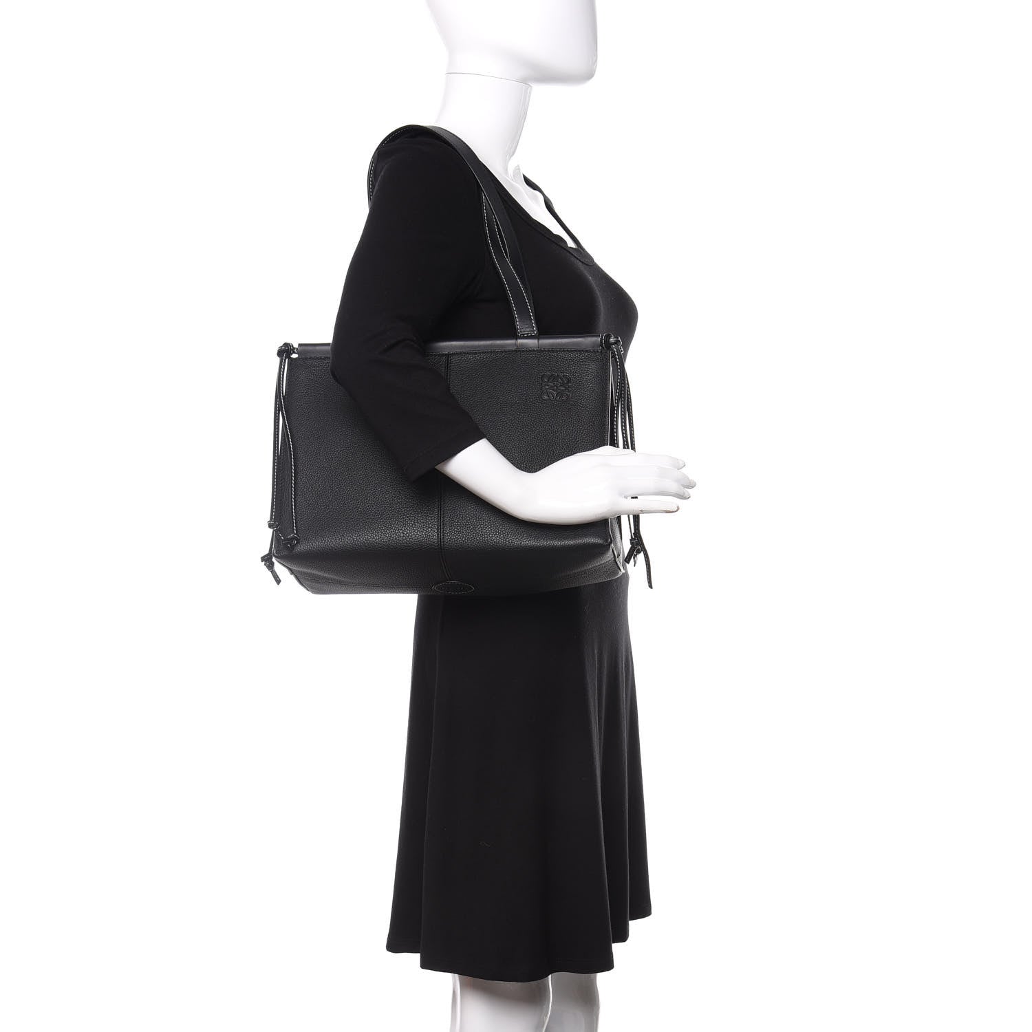 Loewe Grained Calfskin Small Cushion Tote Black 2 of 8