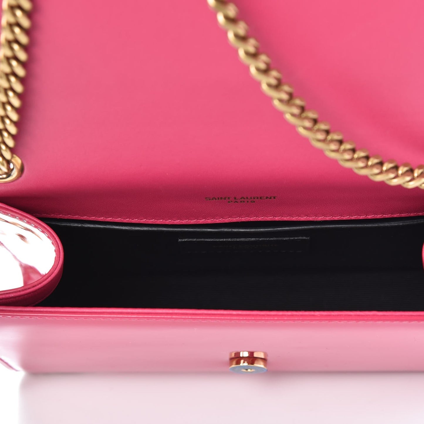 Patent Small Monogram Kate Satchel Pink