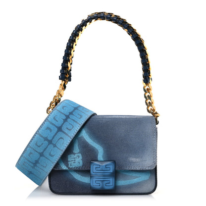 Givenchy x Chito Graffiti Effect Canvas Leather Small 4G Shoulder Bag Steel Blue 1 of 15