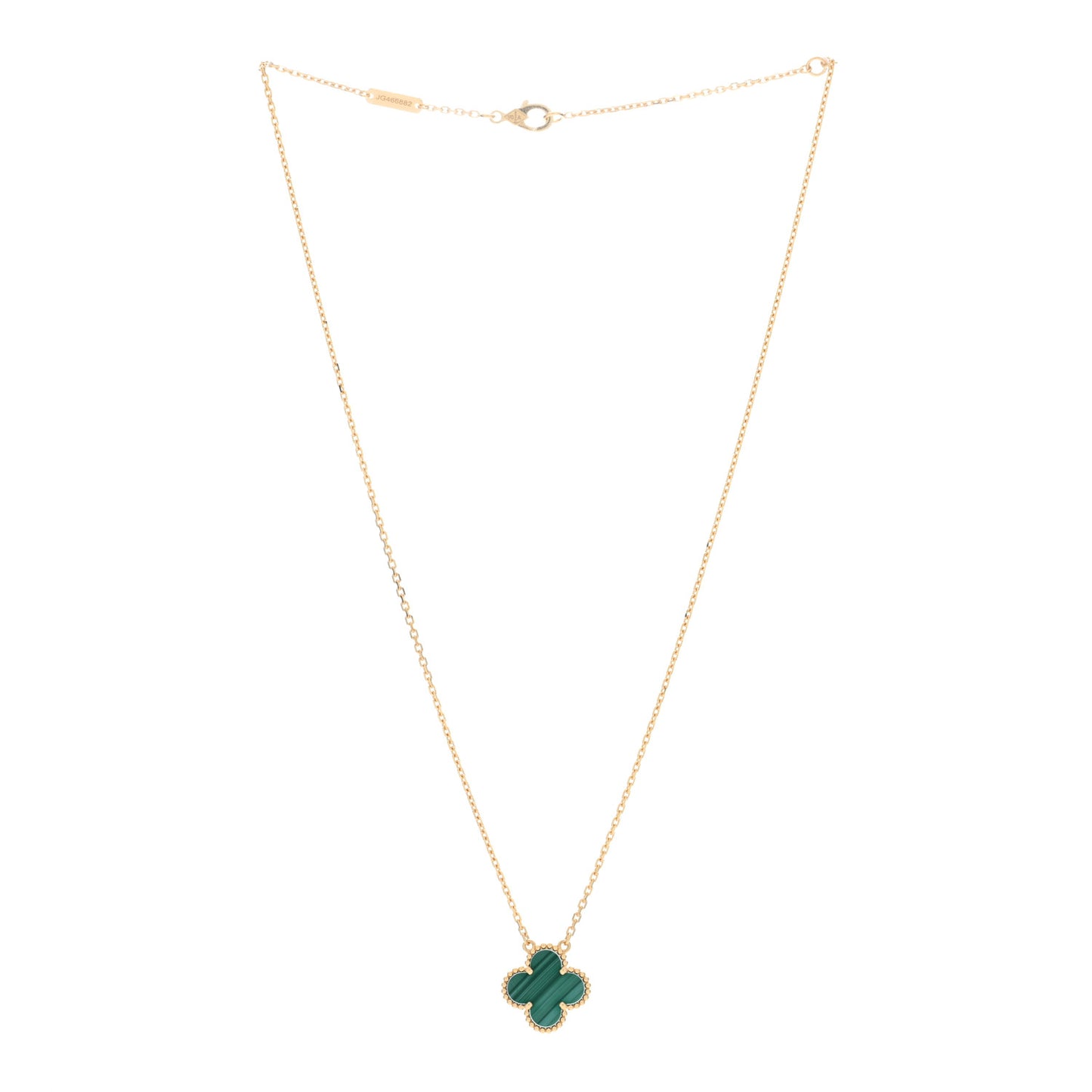 18K Yellow Gold Malachite Vintage Alhambra Pendant Necklace