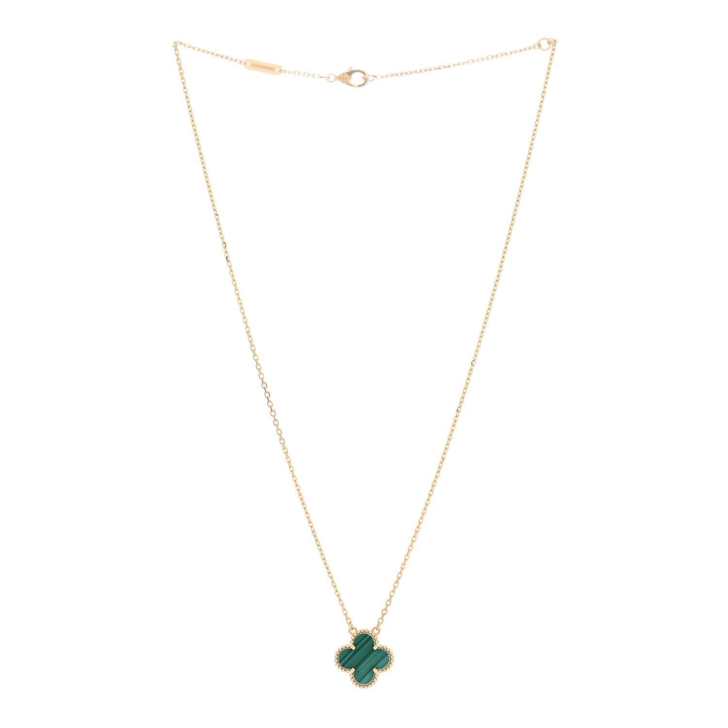 Van Cleef & Arpels 18K Yellow Gold Malachite Vintage Alhambra Pendant Necklace 3 of 5