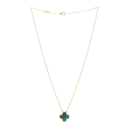 Van Cleef & Arpels 18K Yellow Gold Malachite Vintage Alhambra Pendant Necklace 3 of 5