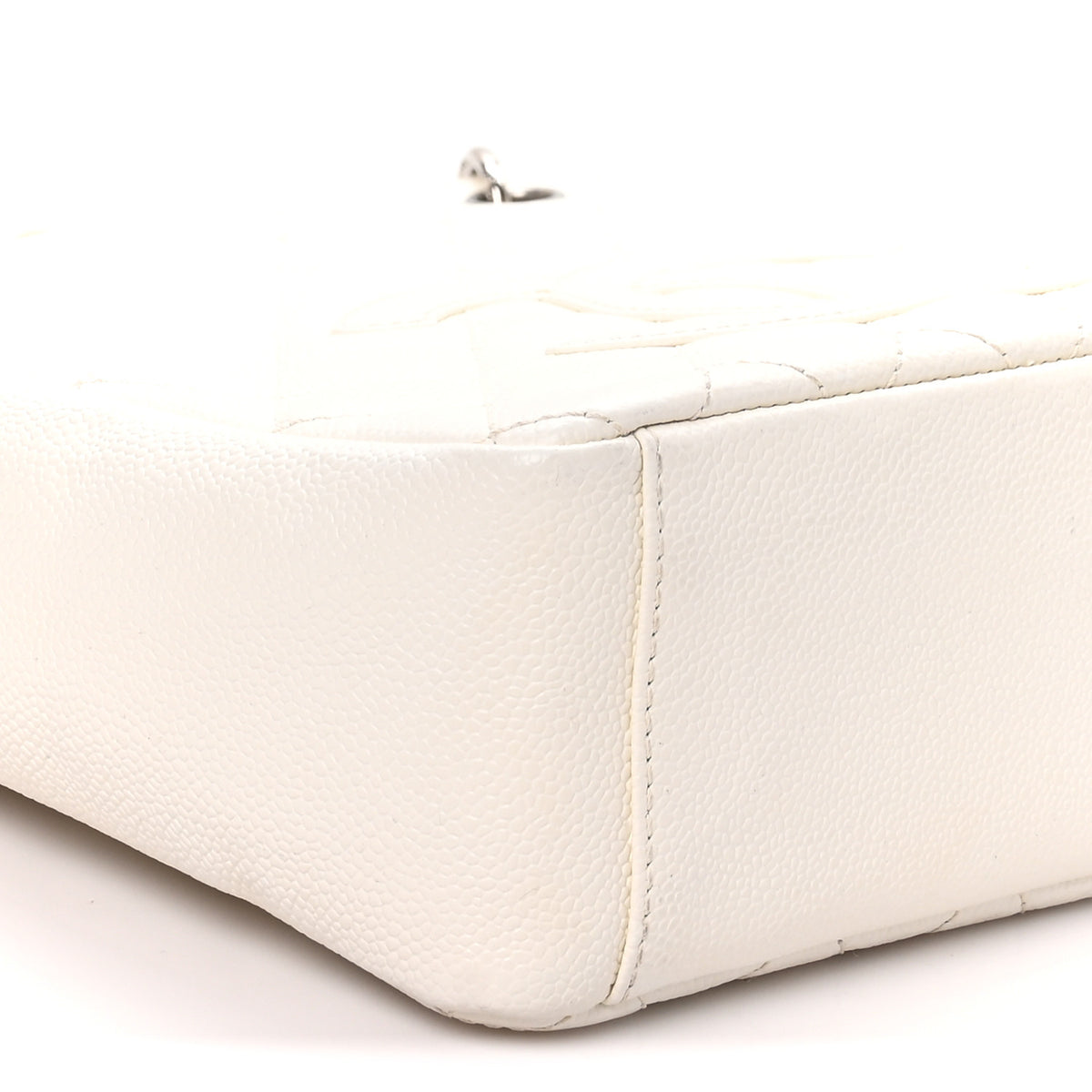 Caviar Quilted Petit Shopping Tote PST White