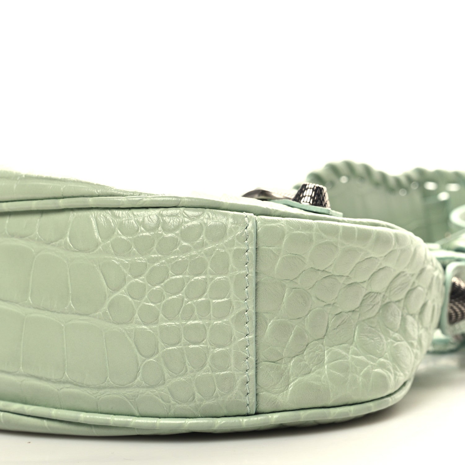 Balenciaga Extra Supple Calfskin Crocodile Embossed Le Cagole Shoulder Bag XS Light Green 11 of 11