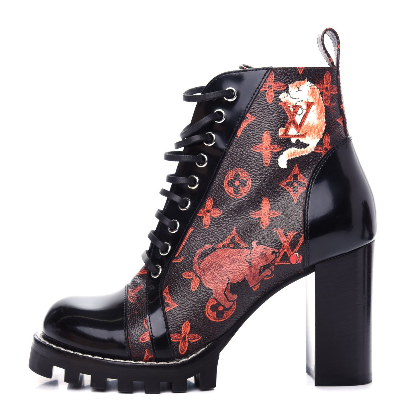 Patent Calfskin Catogram Star Trail Ankle Boots 39 Black Marron