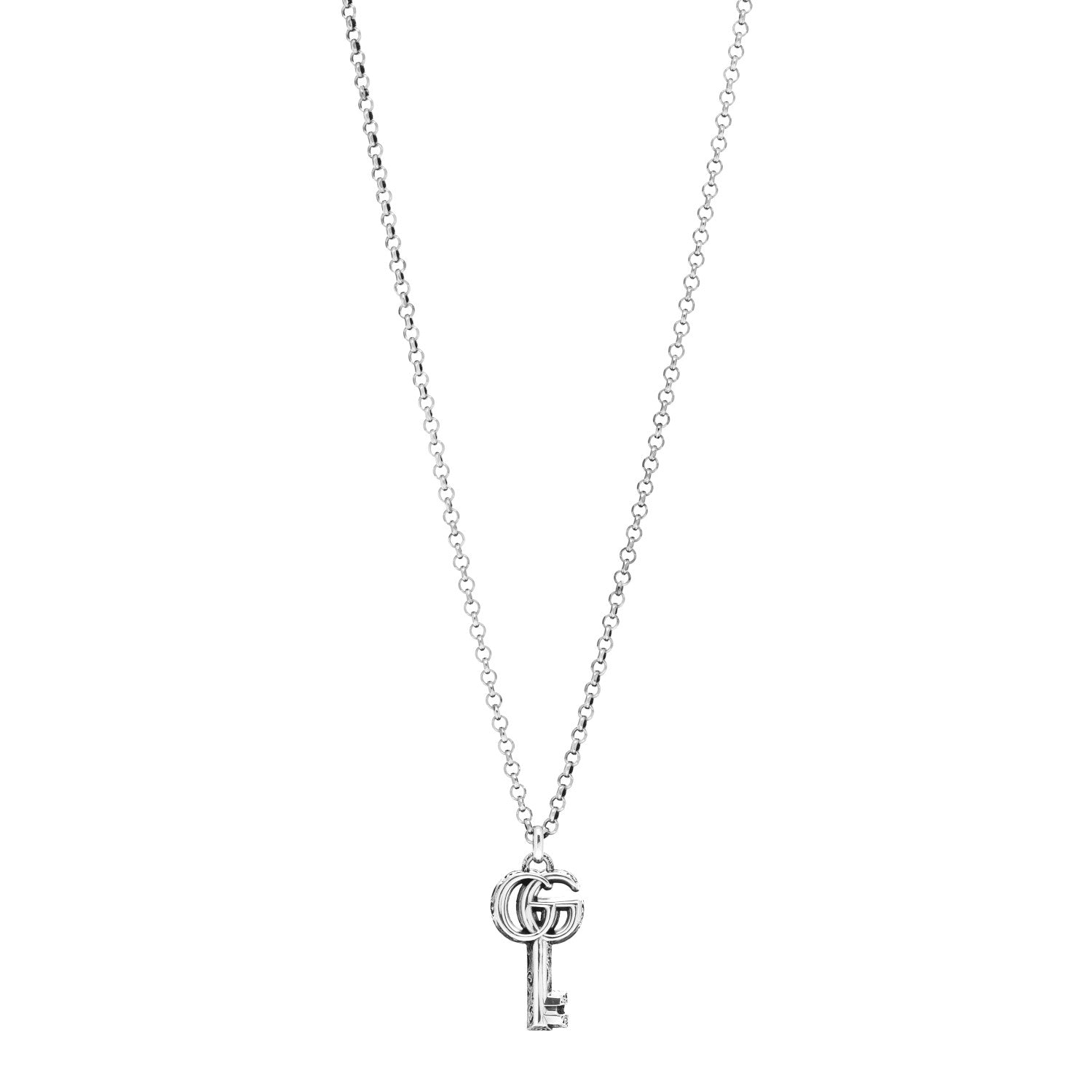 Gucci Sterling Silver Double G Key Pendant Necklace 1 of 4