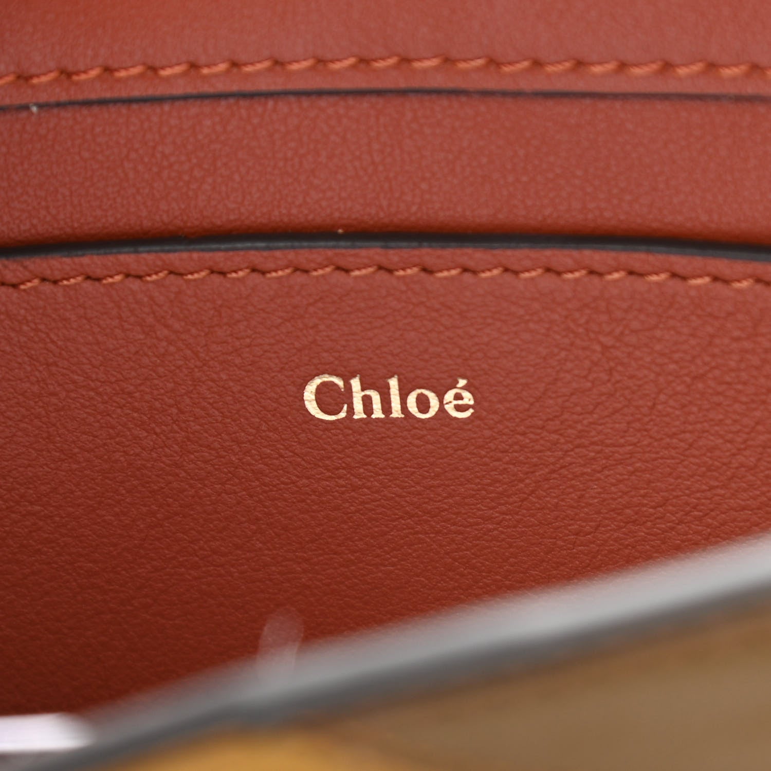 Chloe Calfskin Patchwork Alphabet Clutch On Chain Sepia Brown 6 of 10