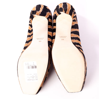 Gucci Pony Hair Tiger Platform Pumps Heels 39 6 of 10
