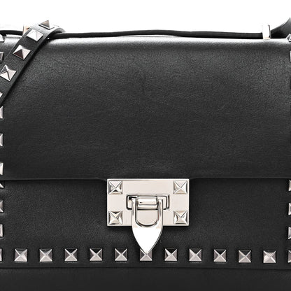Valentino Garavani Vitello Rockstud Shoulder Flap Bag Black 6 of 8