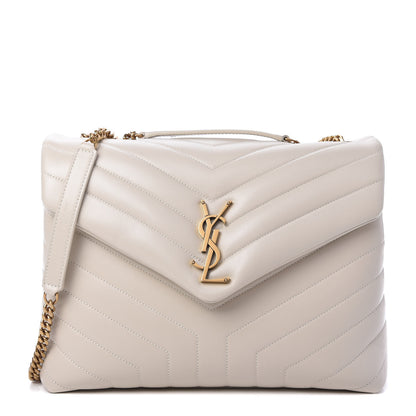 Saint Laurent Calfskin Y Quilted Monogram Medium Loulou Chain Satchel Crema Soft 1 of 10