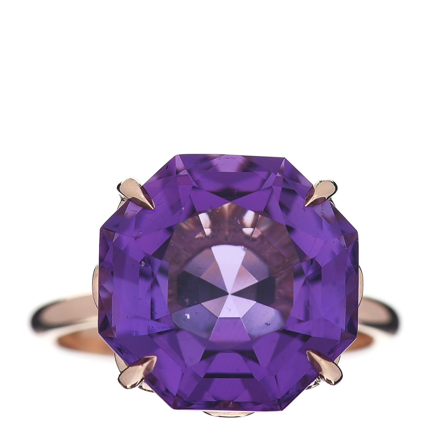 Tiffany 18K Rose Gold Amethyst Octagonal Sparklers Ring 52 6 1 of 6