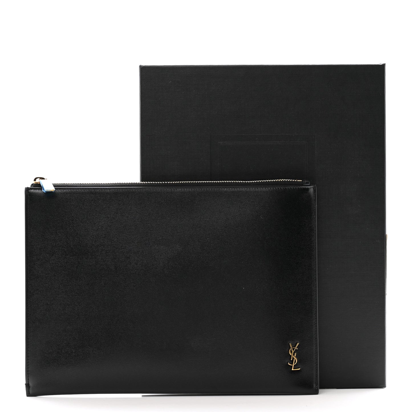 Shiny Calfskin Tiny Monogram Zipped Tablet Holder Black