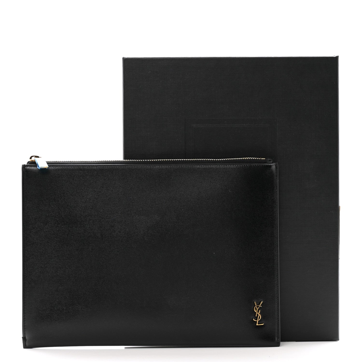 Saint Laurent Shiny Calfskin Tiny Monogram Zipped Tablet Holder Black 8 of 8