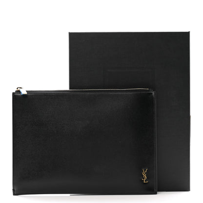 Saint Laurent Shiny Calfskin Tiny Monogram Zipped Tablet Holder Black 8 of 8